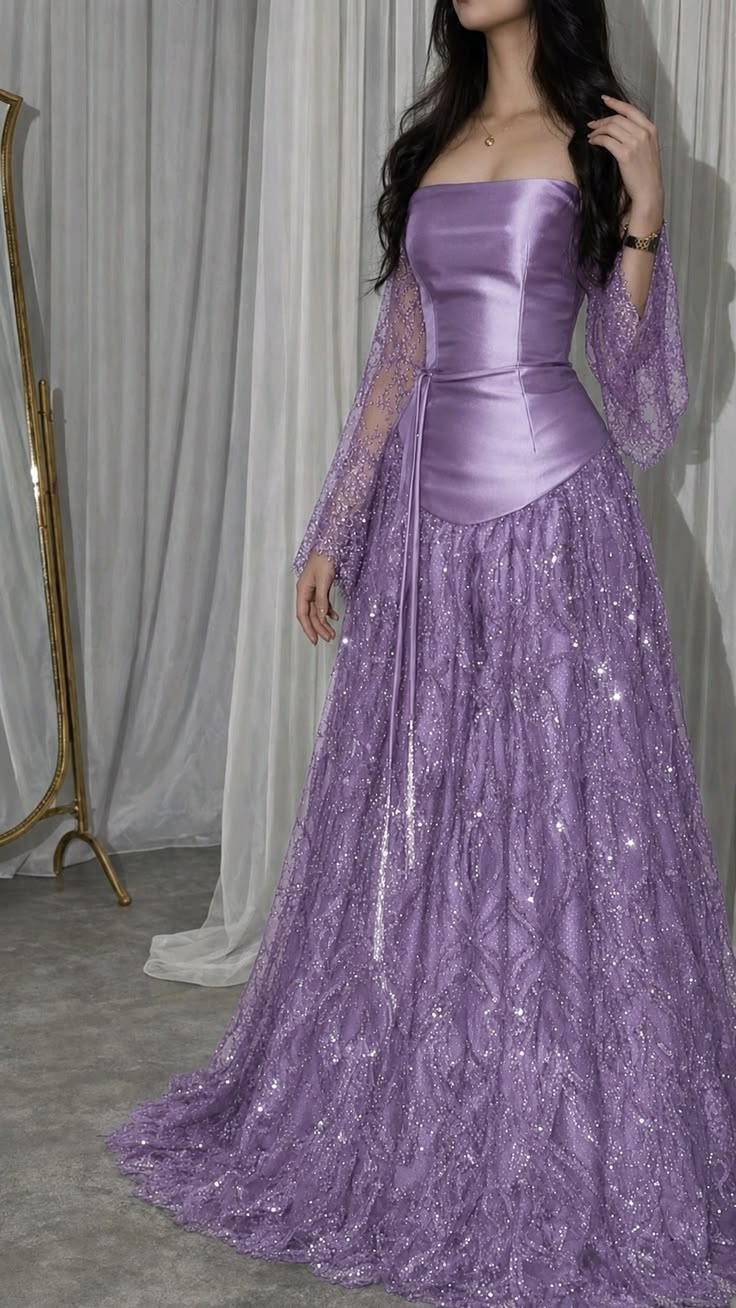 vestido moderno-antiguo lila brillante Prom Dress Formal Gown for Women Graduation Party RB9475