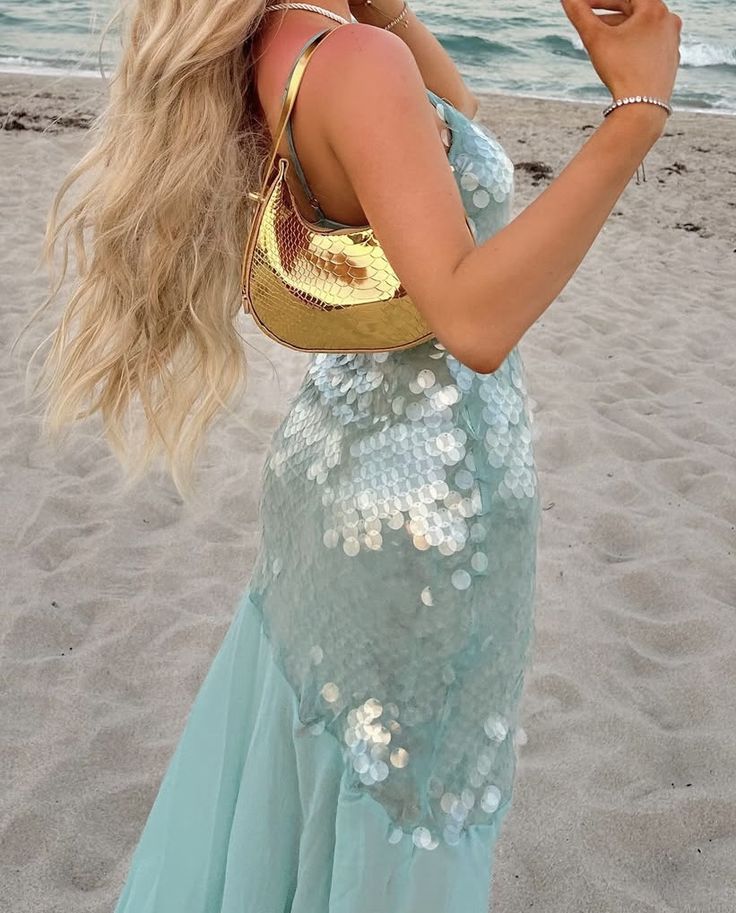 Elegant Mermaid Spaghetti Straps Blue Sequins Long Prom Dresses For Teens Evening Outfits Graduation Formal Dress N1092