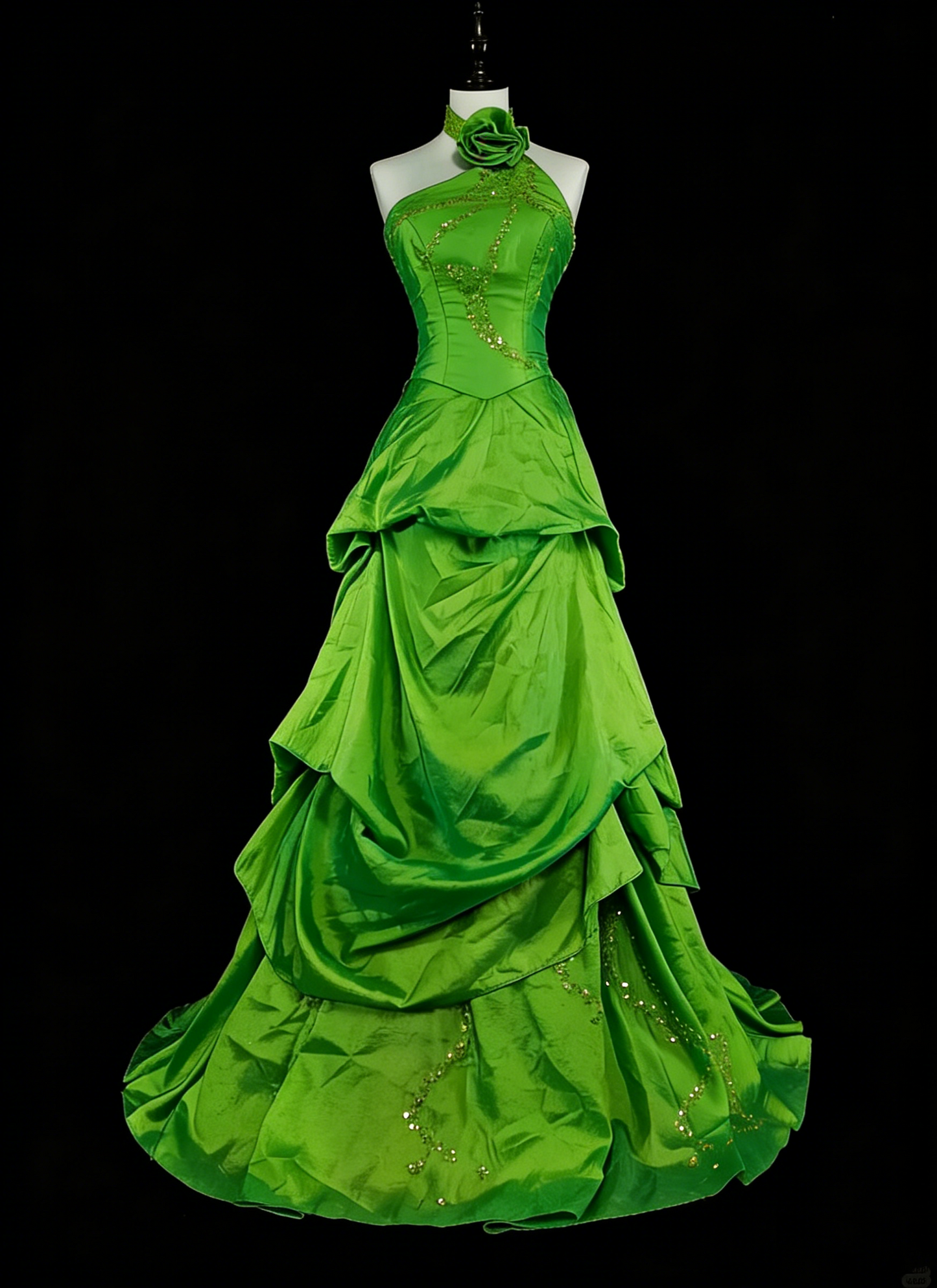 Vintage Prom Dresses Aesthetic 1950s Retro Mermaid Halter Green Long Party Dress N2020