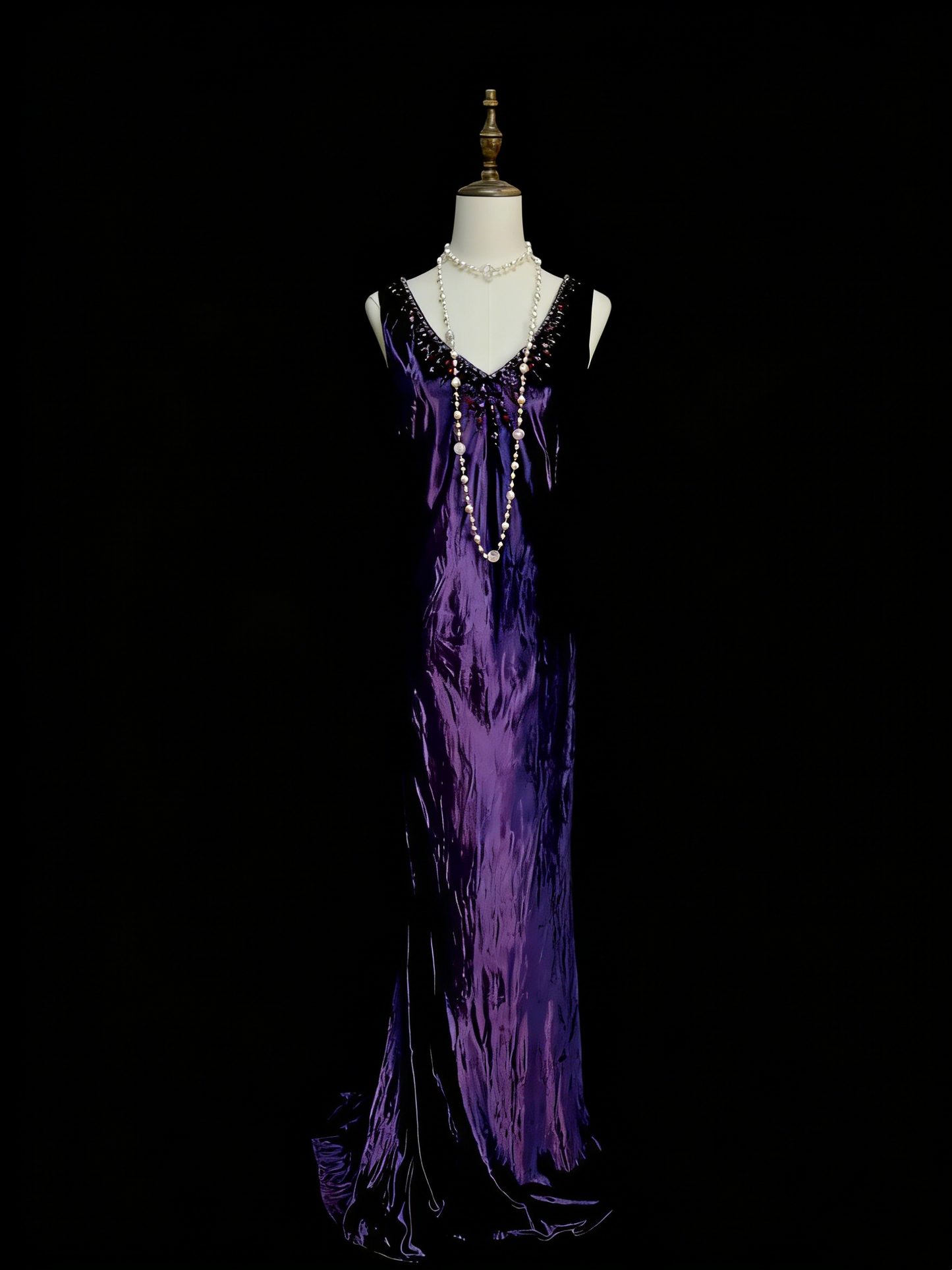 Vintage Mermaid V Neck Purple With Beads College Formal Outfit Long Prom Graduation Dresses For Teens N1310
