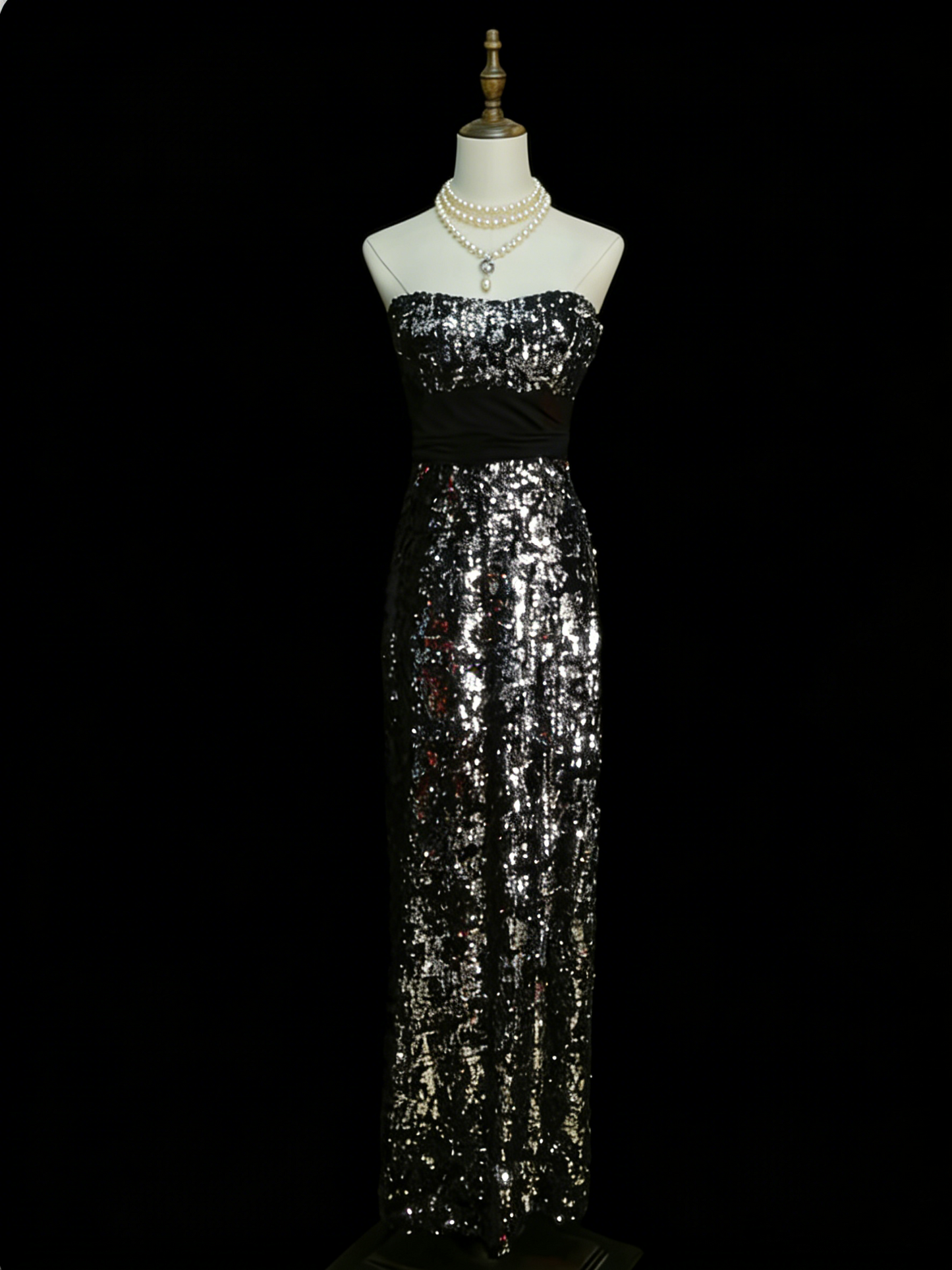 Classy A Line Strapless Sequins Long Senior Prom dresses High School Formal Dresses N1245