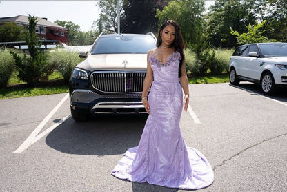 Sparkly Sequin Mermaid Sweetheart Sequined Lilac Long Prom Dresses Inspiration Evening Gowns For Women Formal Party Prom Dress AB1258