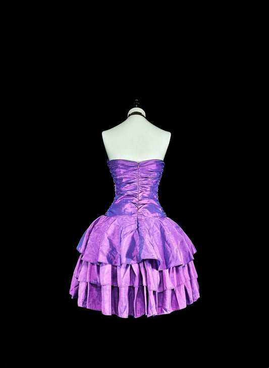 Cute Ball Gown Strapless Purple Taffeta Short Mini Homecoming Dresses N2379