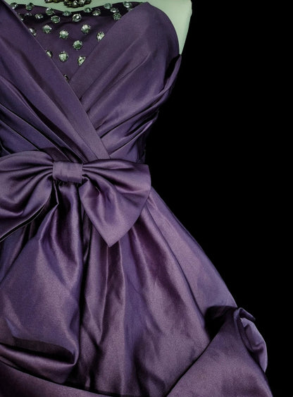 Unique Ball Gown Sweetheart Purple Satin Inspo 2000s Hoco Gowns Short Inspo Homecoming Dresses N1746