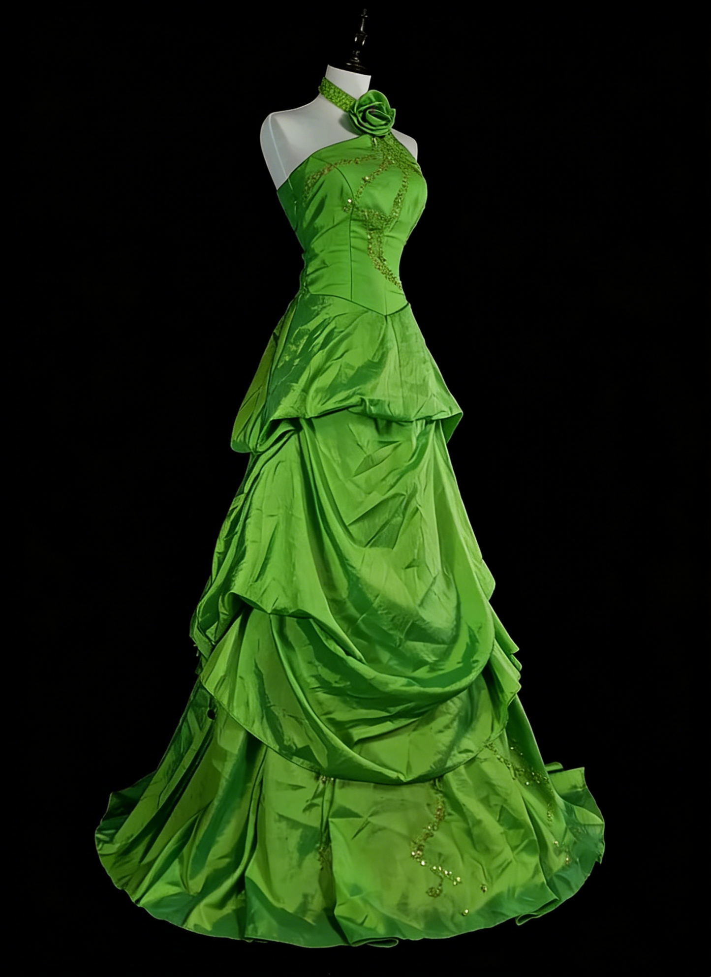 Vintage Prom Dresses Aesthetic 1950s Retro Mermaid Halter Green Long Party Dress N2020