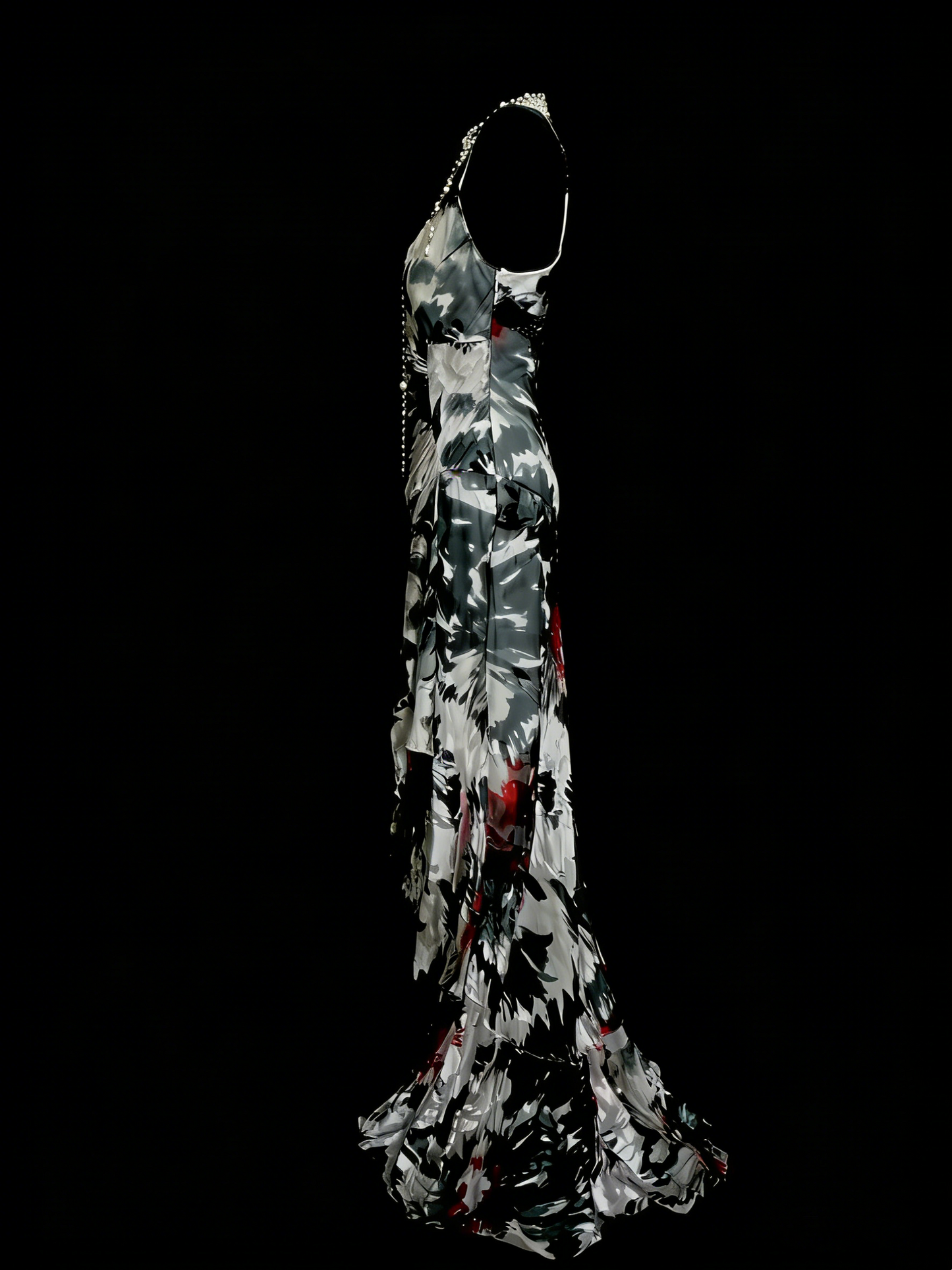 Vintage Prom Dresses Aesthetic 1960s Retro Black Floral Mermaid Long Party Dress N2135