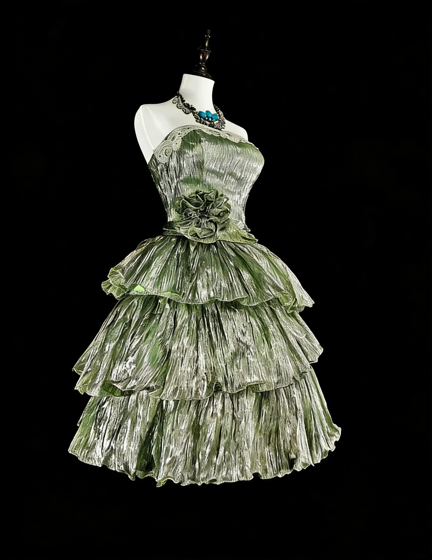 Unique Ball Gown Strapless Green Mini Short Homecoming Dresses Hoco Cocktail Gowns N3074
