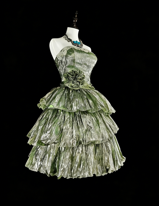 Unique Ball Gown Strapless Green Mini Short Homecoming Dresses Hoco Cocktail Gowns N3074