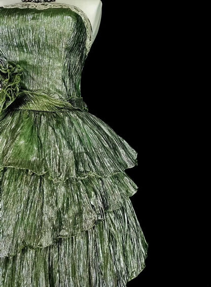 Unique Ball Gown Strapless Green Mini Short Homecoming Dresses Hoco Cocktail Gowns N3074
