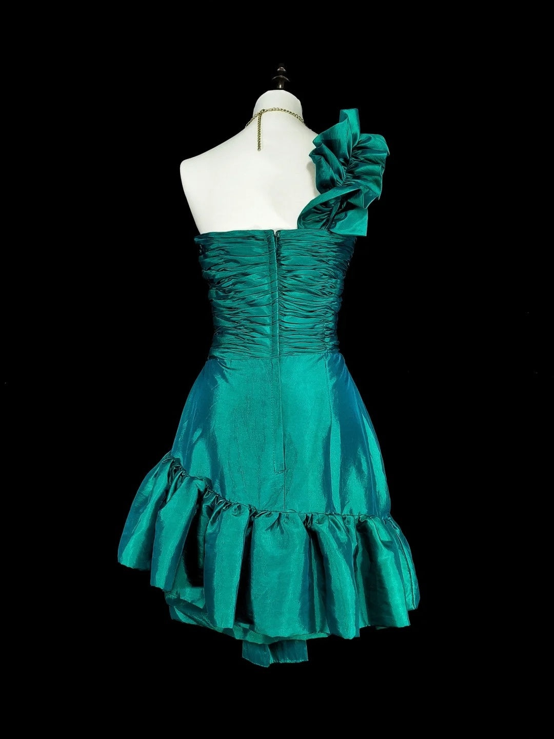 Pretty Sheath One Shoulder Green Satin Graduation Short Mini Homecoming Dresses Hoco Dress N2717