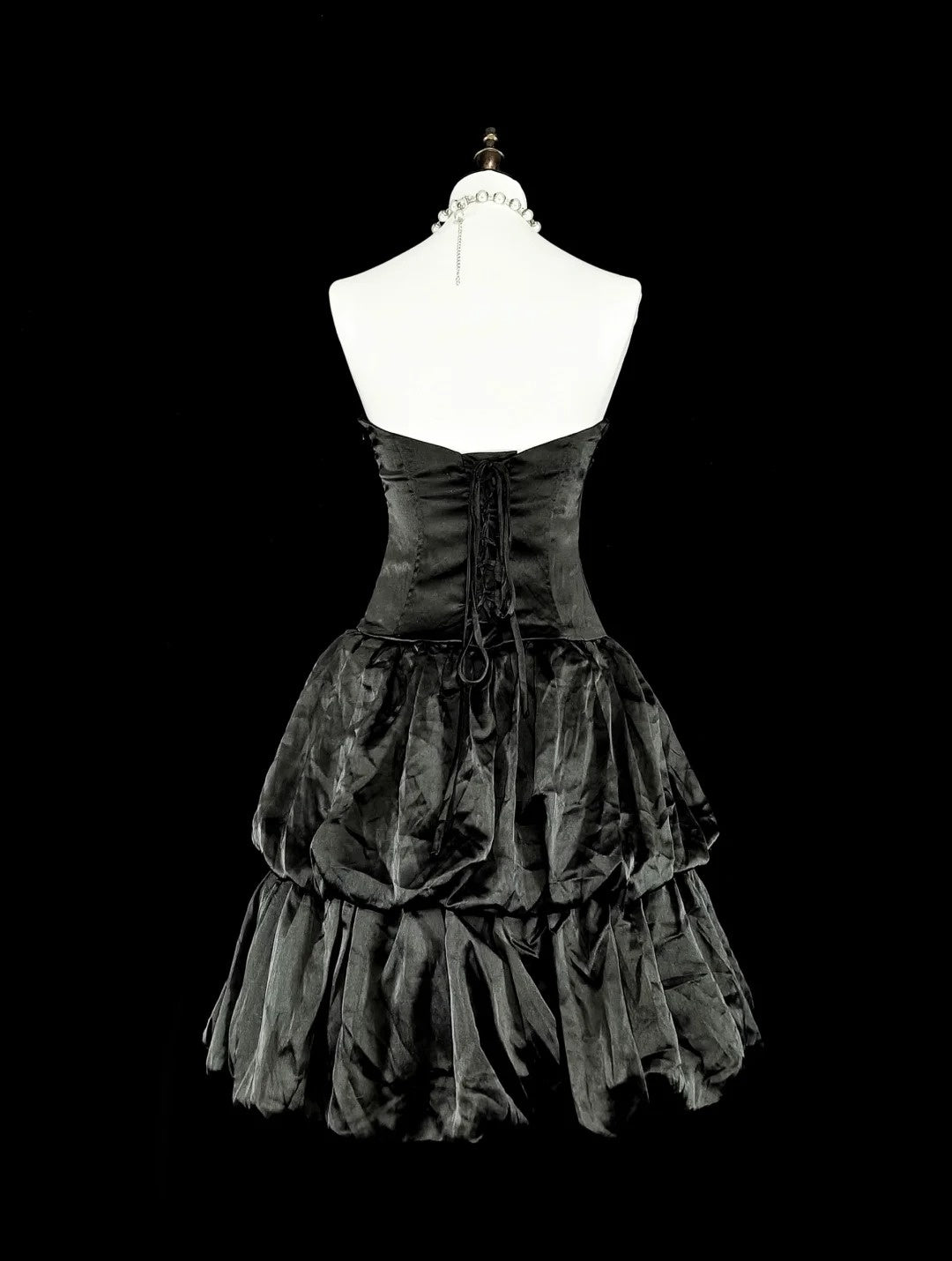 Ball Gown Strapless Black Little Short Mini Party Dress Satin Homecoming Dresses N2159