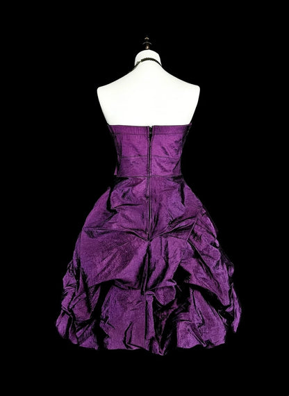Pretty Ball Gown Strapless Purple Satin Graduation Short Mini Homecoming Dresses Hoco Dress N2713