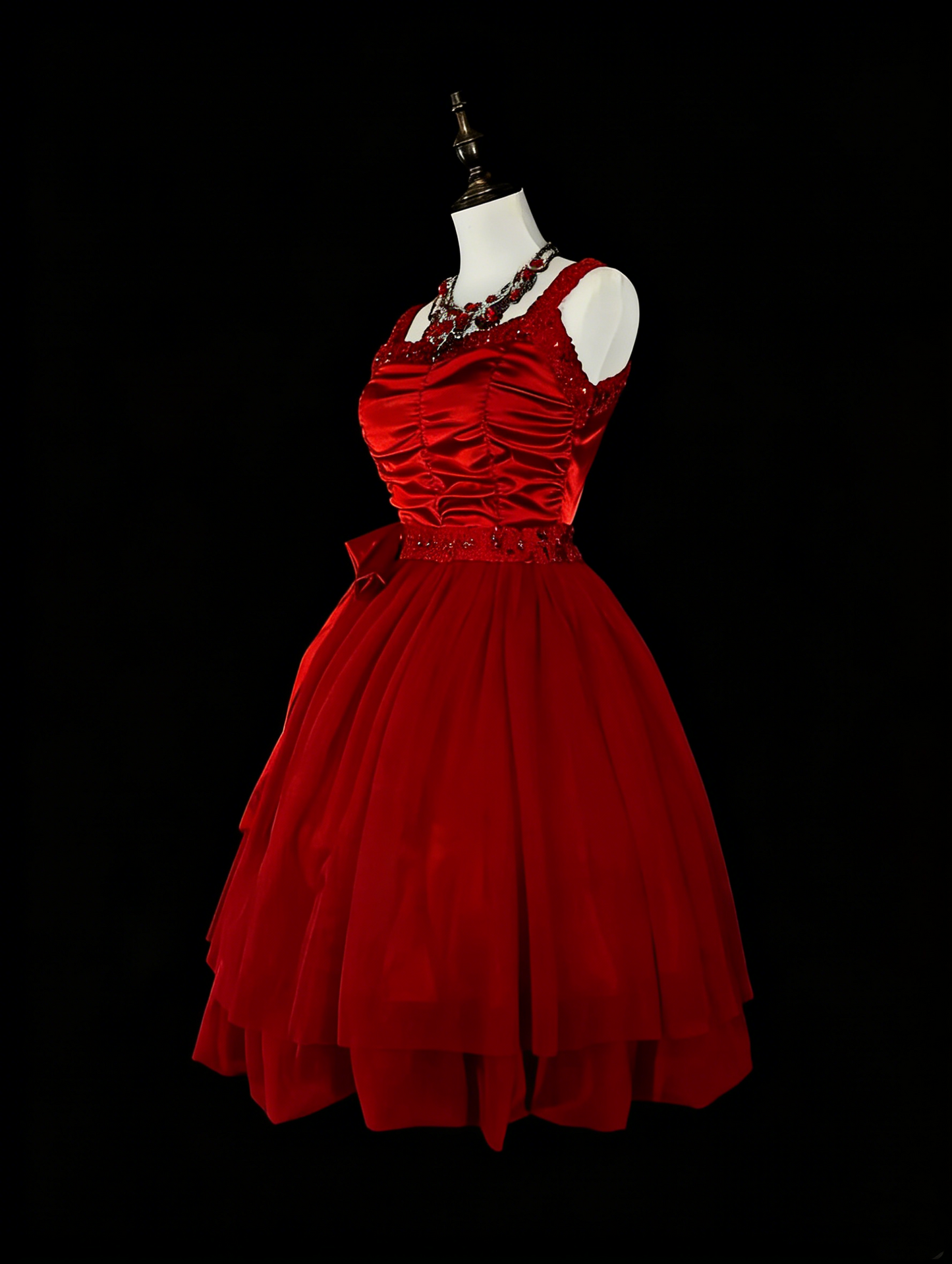 Unique Ball Gown Spaghetti Straps Tulle Red Inspo 2000s Hoco Gowns Short Inspo Homecoming Dresses N1748