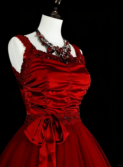 Unique Ball Gown Spaghetti Straps Tulle Red Inspo 2000s Hoco Gowns Short Inspo Homecoming Dresses N1748