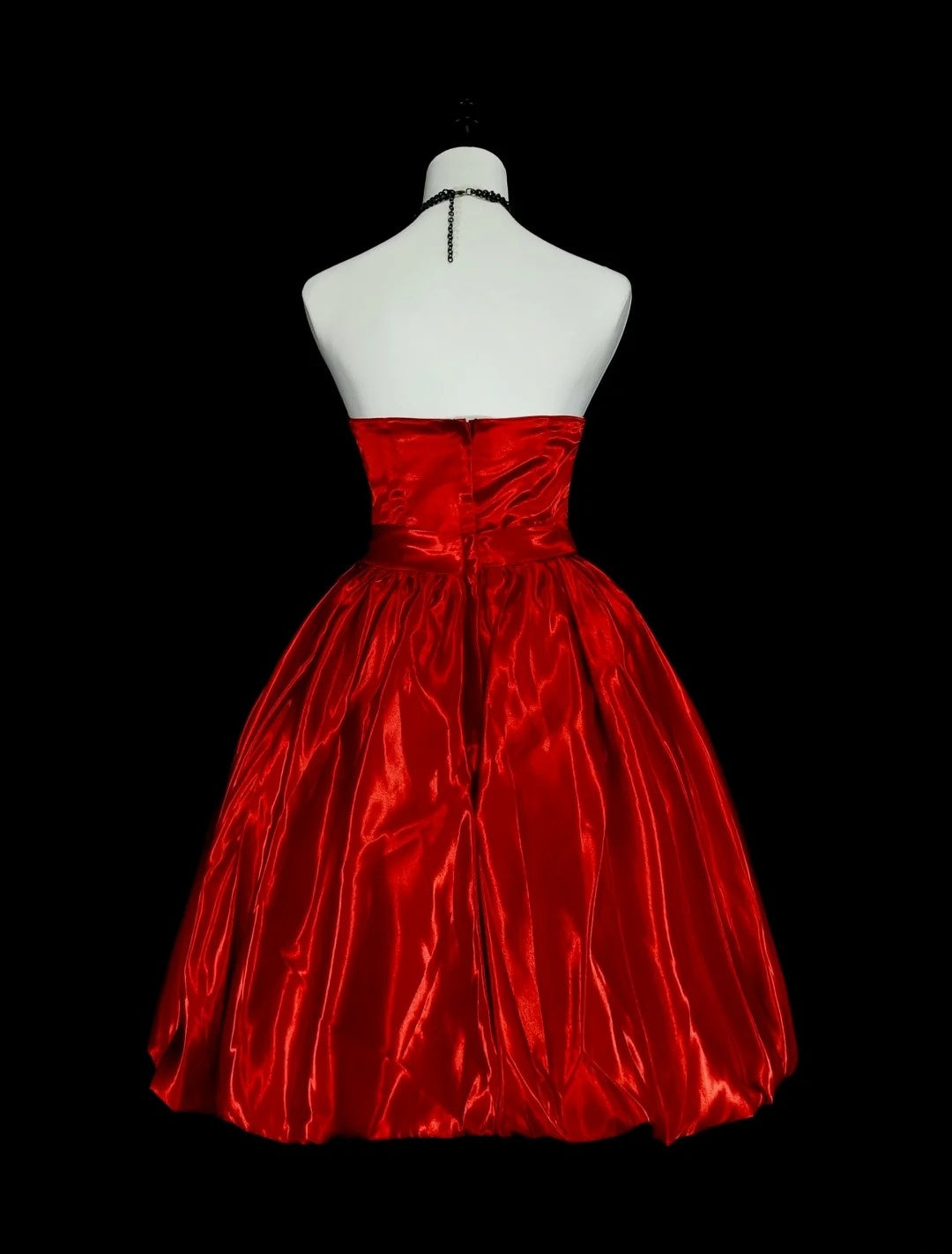 Unique Ball Gown Strapless Satin Red Inspo 2000s Hoco Gowns Short Inspo Homecoming Dresses N1749