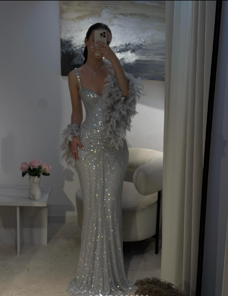 Sexy Mermaid Spaghetti Strap Sequins Navy Blue Long Prom Dresses Party Dress 19th Birthday Outfits Graduation Gown N881