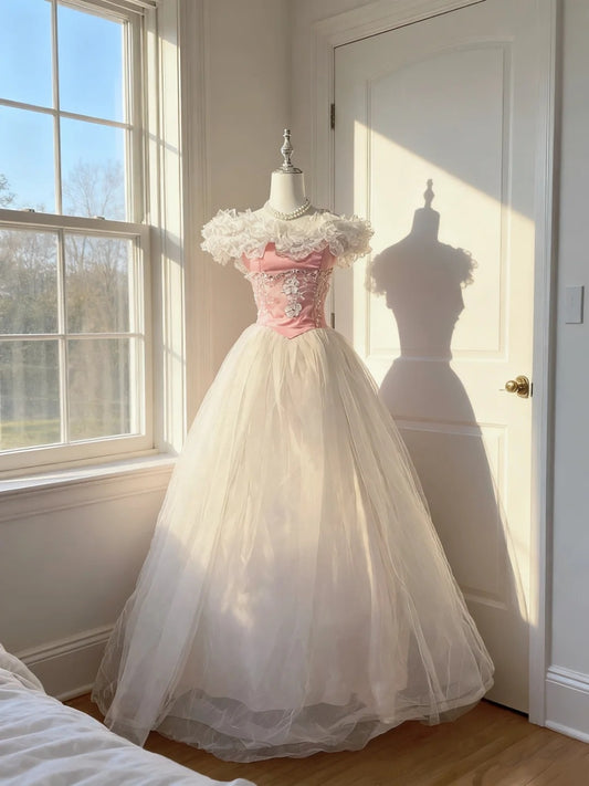 Gorgeous Ball Gown Off The Shoulder White And Pink Quince Dress Long Sweet 15 16 Quinceanera Dresses Vestido de princesa RB4491
