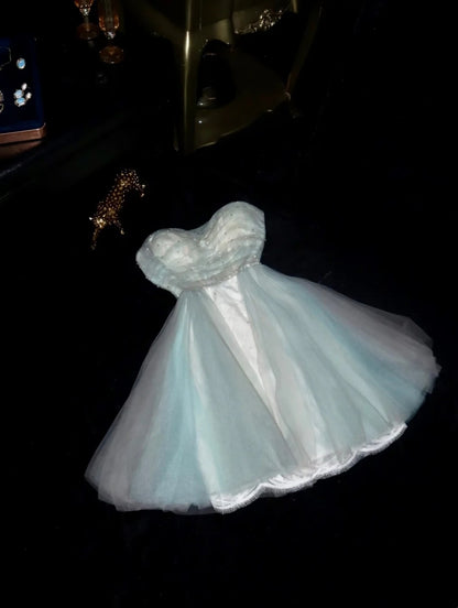 Modest Homecoming Dresses Outfit inspo Ball Gown Strapless Blue Tulle 16th Birthday Cocktail Ideas Outfits RB8268