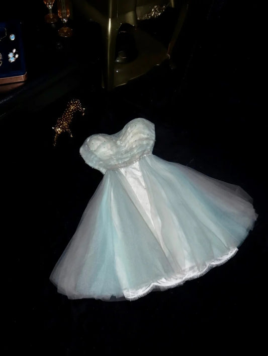 Modest Homecoming Dresses Outfit inspo Ball Gown Strapless Blue Tulle 16th Birthday Cocktail Ideas Outfits RB8268