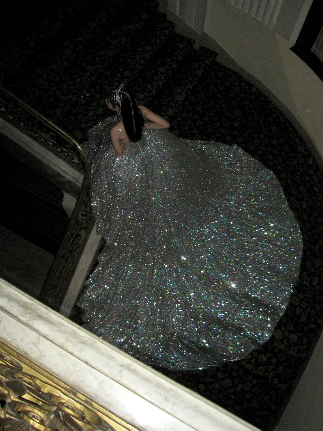 Timeless Ball Gown Strapless Silver Sequin Long Prom Dresses Inspiration Party Dress Prom Gowns RB1956