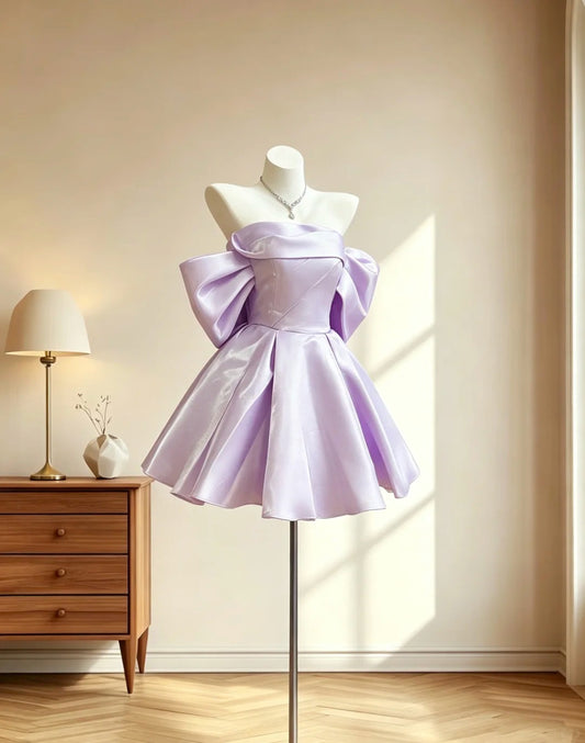 Pretty Outfit Ideas For Teens Girls Off The Shoulder Inspo Short Lilac Ball Gown Birthday Outfits Homecoming Dress RB3063