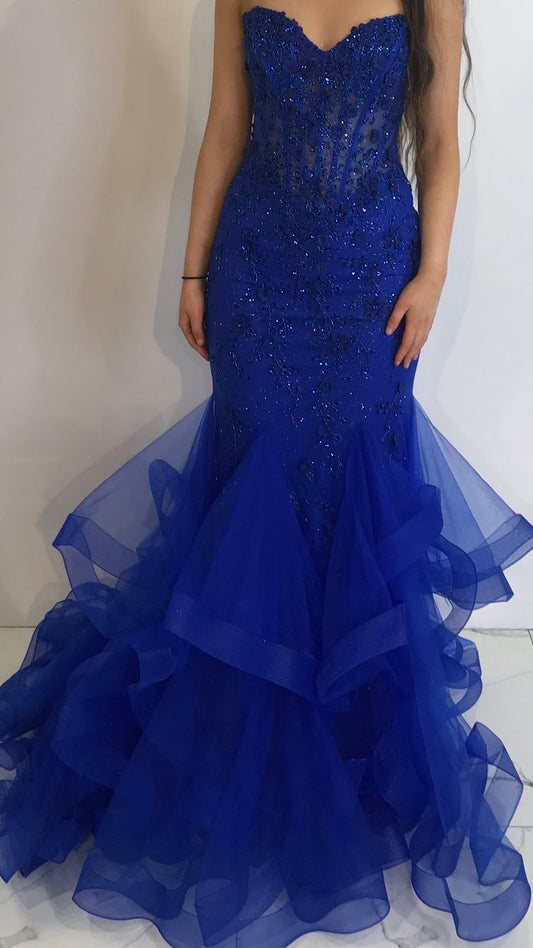 Sparkly Sweetheart Tiered Mermaid Prom Dress Party Gowns Evening Dress Special Formal Dresses AB1675