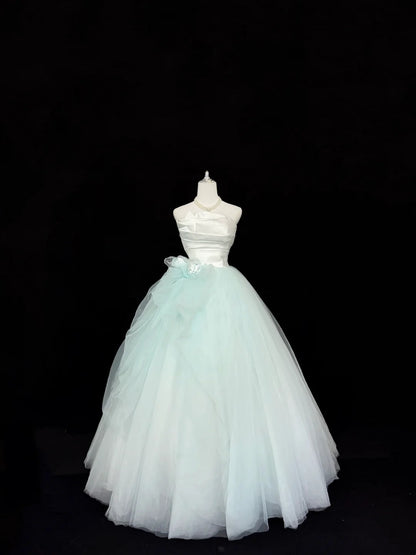 White Sweet 16 Dresses Long Ball Gown Off Shoulder Tulle Formal Sweet Sixteen Birthday Gown RC0236