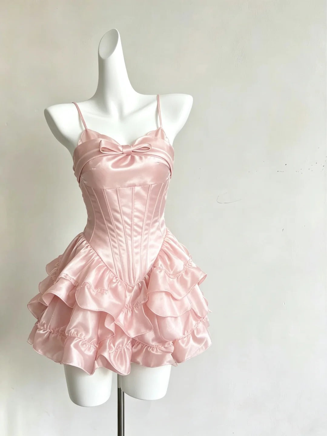 Cute A line Spaghetti Strap Pink Graduation Dresses Layers High School For 8th Grade Senior Inspo Cocktail Outfit Homecoming Dress RB3280