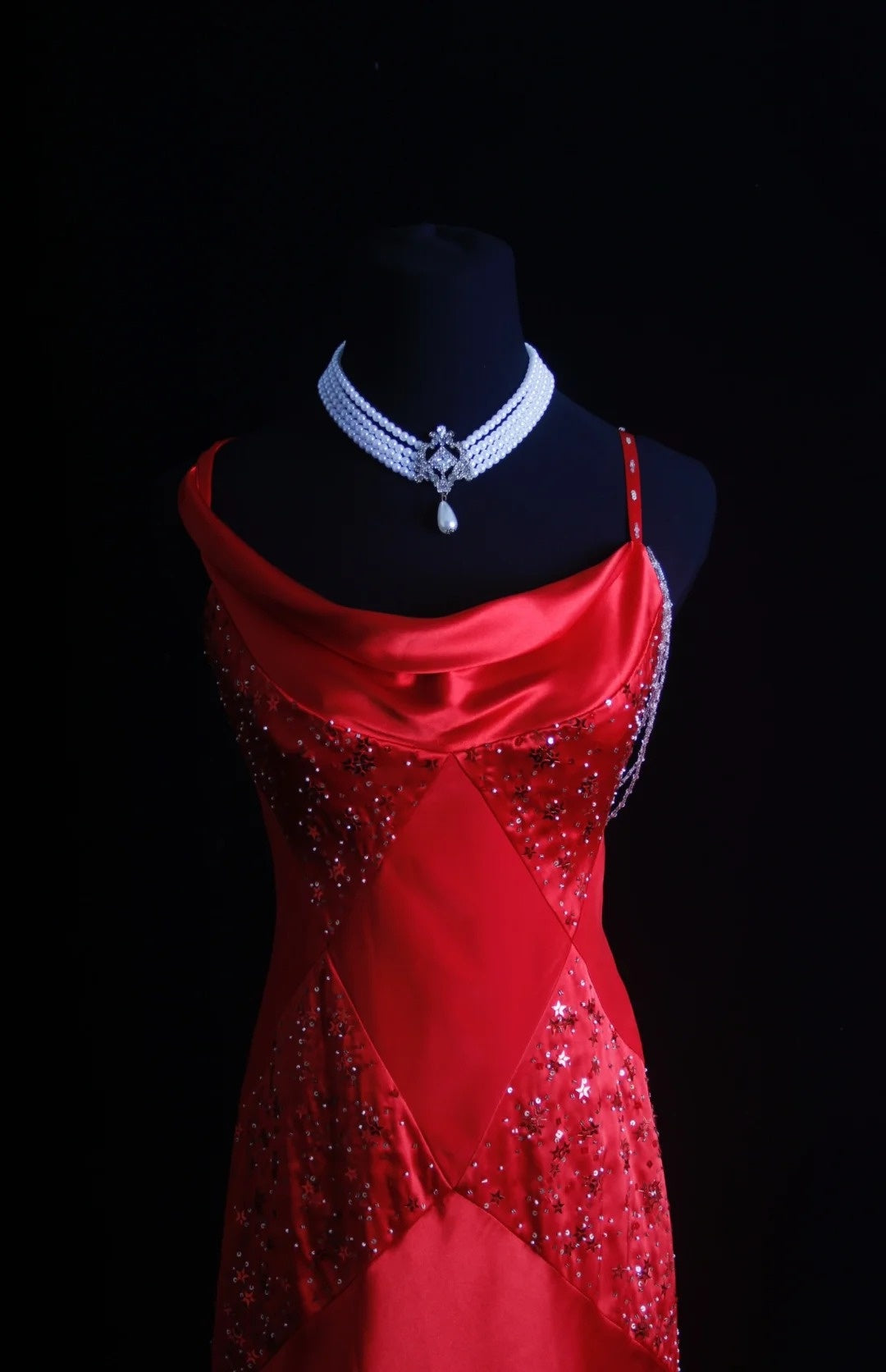Retro Mermaid Spaghetti Strap Red Satin 90s Beaded Bodice Long Prom Dresses Inspo 18th Birthday Outfits Formal Dress N491