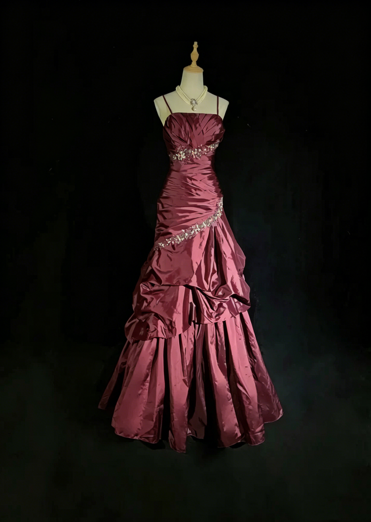 Vintage Prom Dresses Ball Gown Spaghetti Strap Teal Blue Sleeveless Taffeta 90s Long Formal Gown N2893