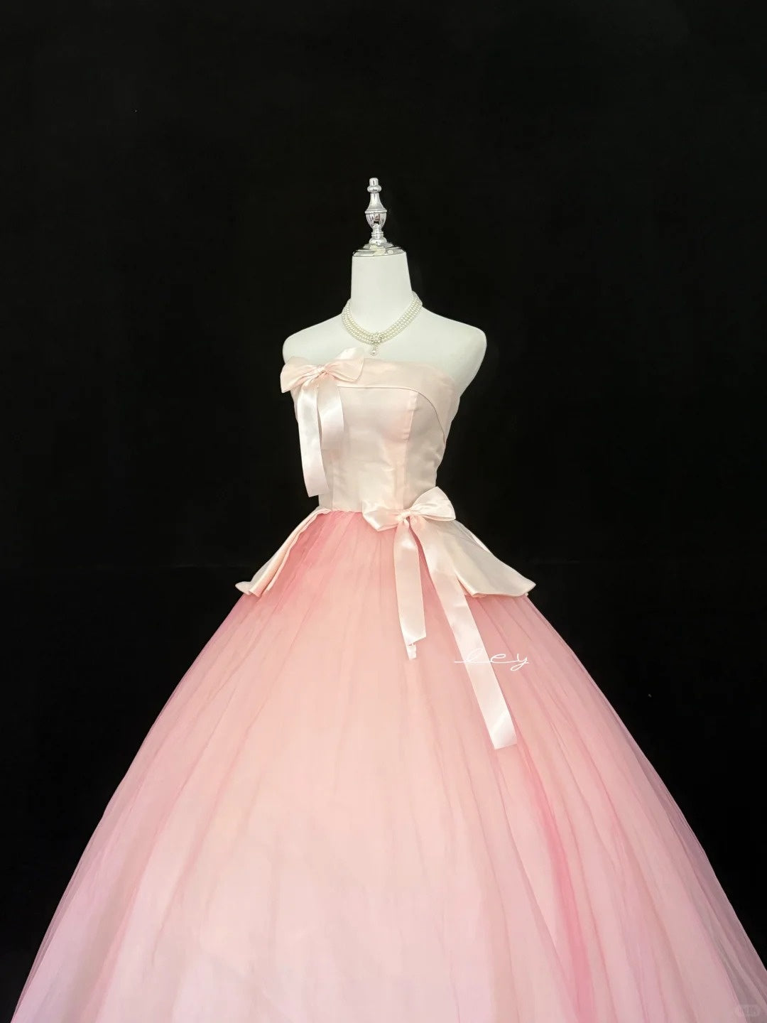Cute Sweet 16 Dresses Long Ball Gown Strapless Blush Pink Tulle Formal Sweet Sixteen Birthday Gown RC0253