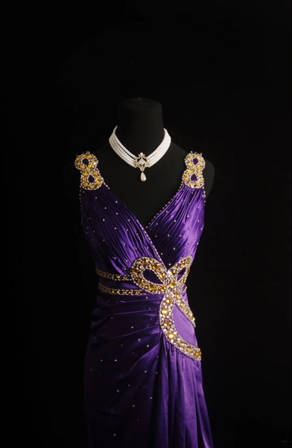 Retro Mermaid Sweetheart Purple Satin 2000s Long Prom Dresses Inspo 19th Birthday Outfits Formal Dress N504