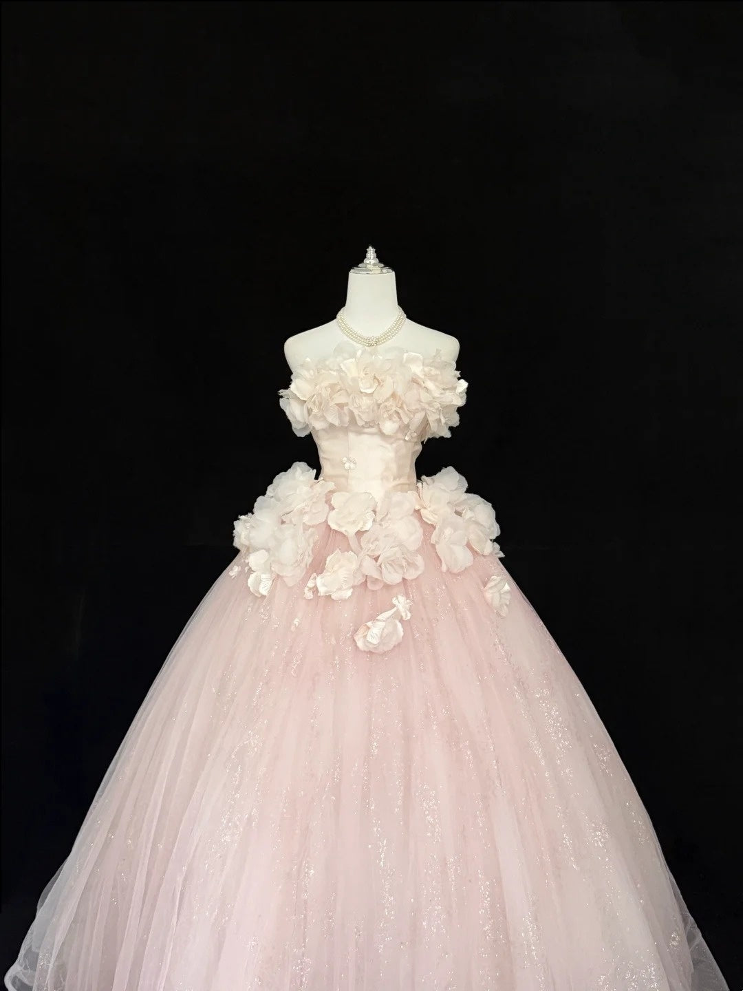 Sweet 16 Dresses Long Ball Gown Sweet Sixteen Long Birthday Dress Strapless 3D Flowers Pink Formal Gown RC0300