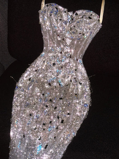 Vintage 80s Wedding Dresses Mermaid Sweetheart Sequins White Long Brides Dress Fitted Bridal Gown N1262