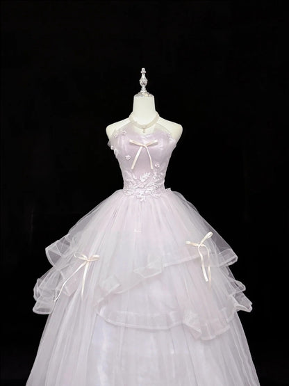 Sweet 16 Dresses Long Ball Gown Sweet Sixteen Long Birthday Dress Strapless Light Lilac Tulle Formal Gown RC0310