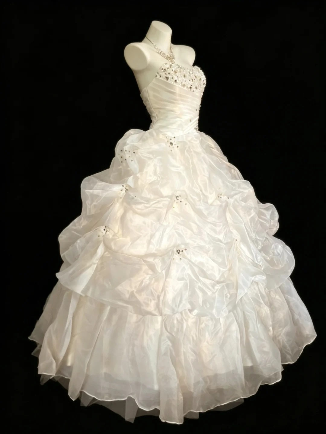 Princess Ball Gown Sweetheart White Organza Quince Dress Long Sweet 15 16 Quinceanera Dresses Vestido de princesa RB4468