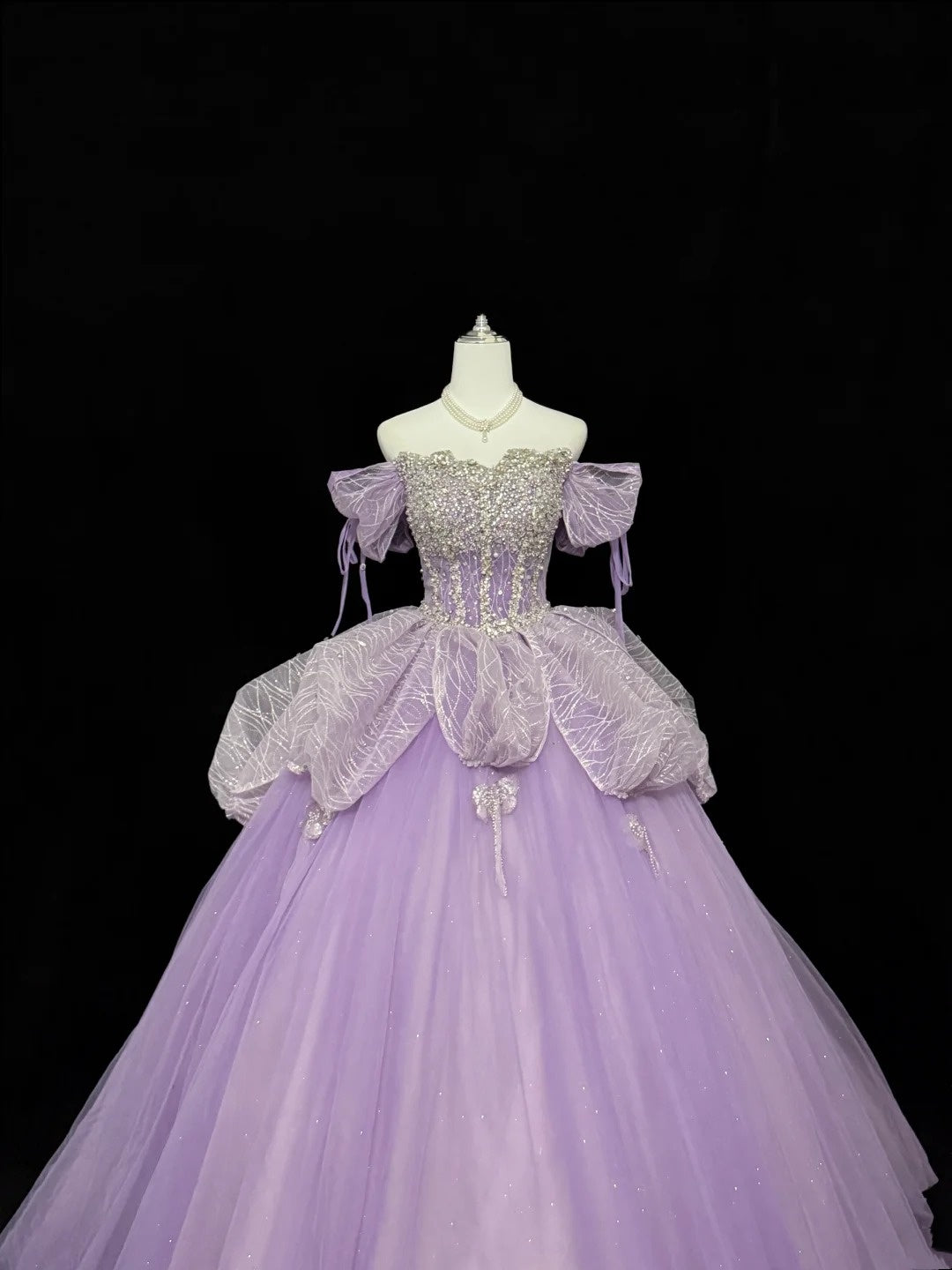 Sweet 15 Quinceanera Dress Ball Gown Off Shoulder Lilac With Sleeves Long 15th Birthday Gown RC0311
