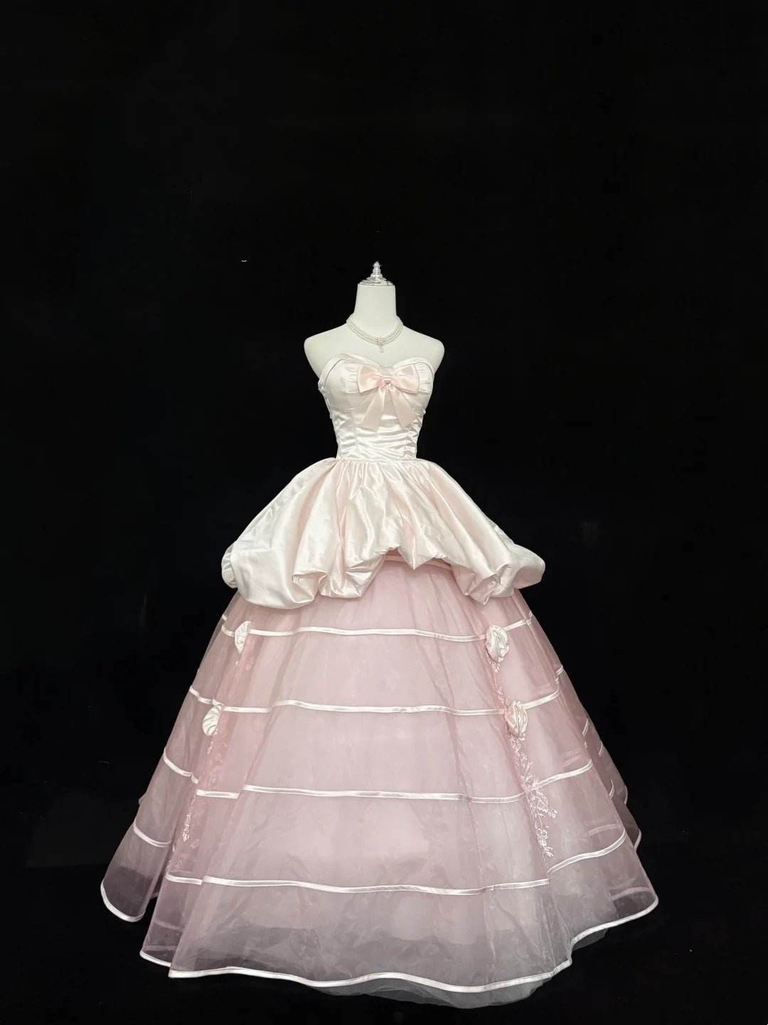 Sweet 16 Dresses Long Ball Gown Sweetheart Blush Pink With Flowers Sweet Sixteen Birthday Gown RC0315