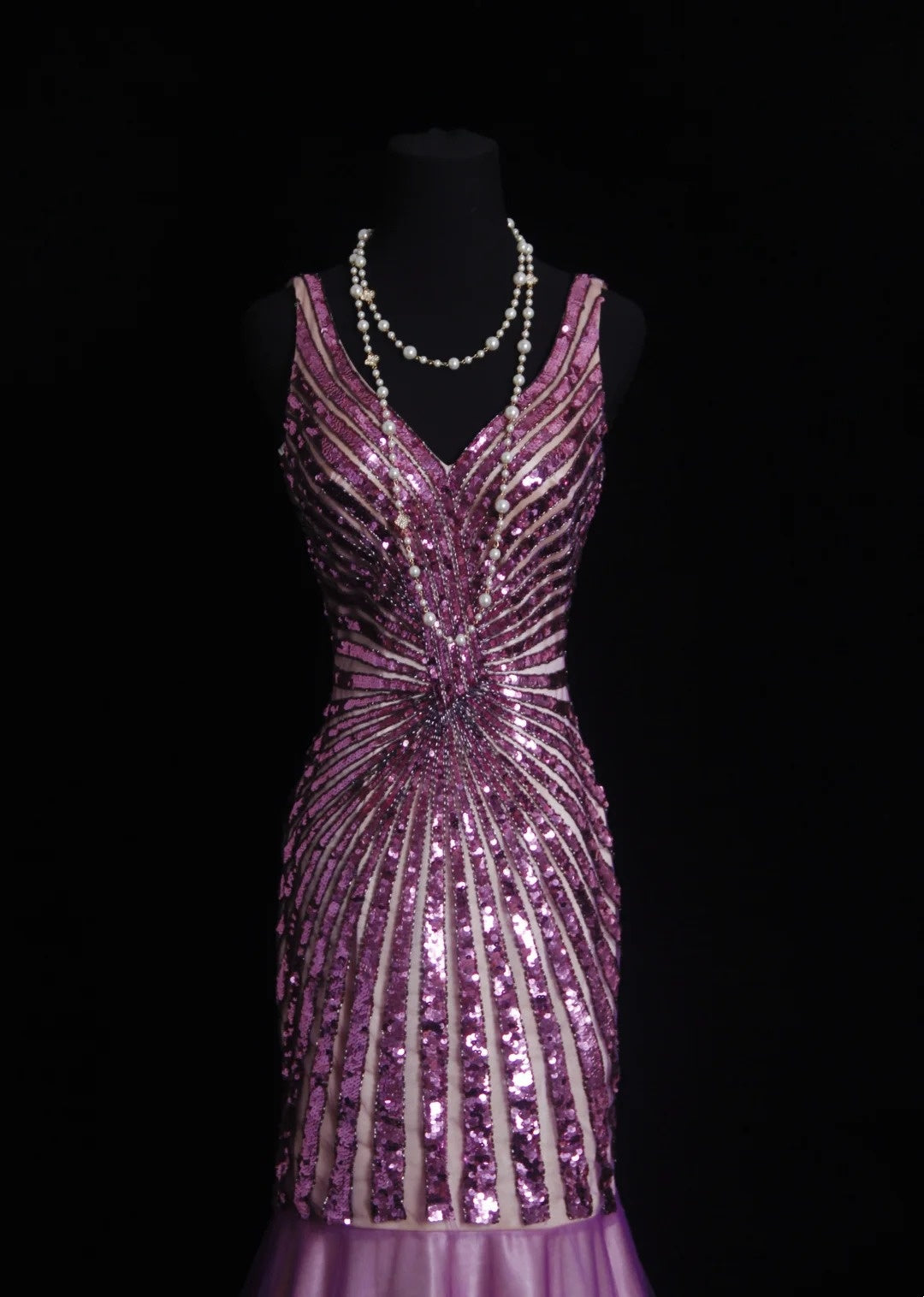 Vintage Prom Dresses Aesthetic 80s Retro Mermaid V Neck Lilac Sequins Floor Length Evening Outfits N2330