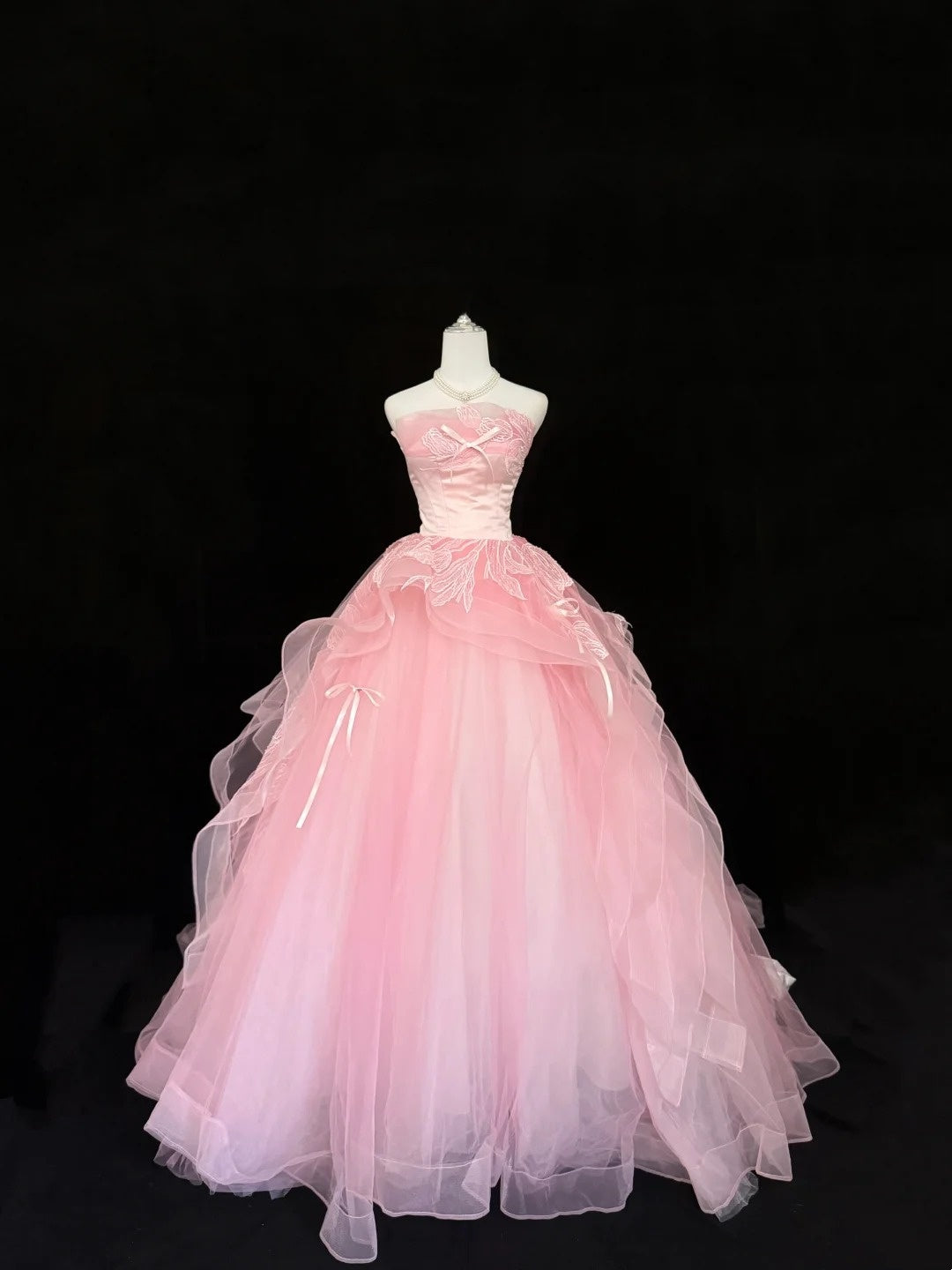 Sweet 16 Dresses Long Ball Gown Sweet Sixteen Long Birthday Dress Strapless Pink Formal Gown RC0358
