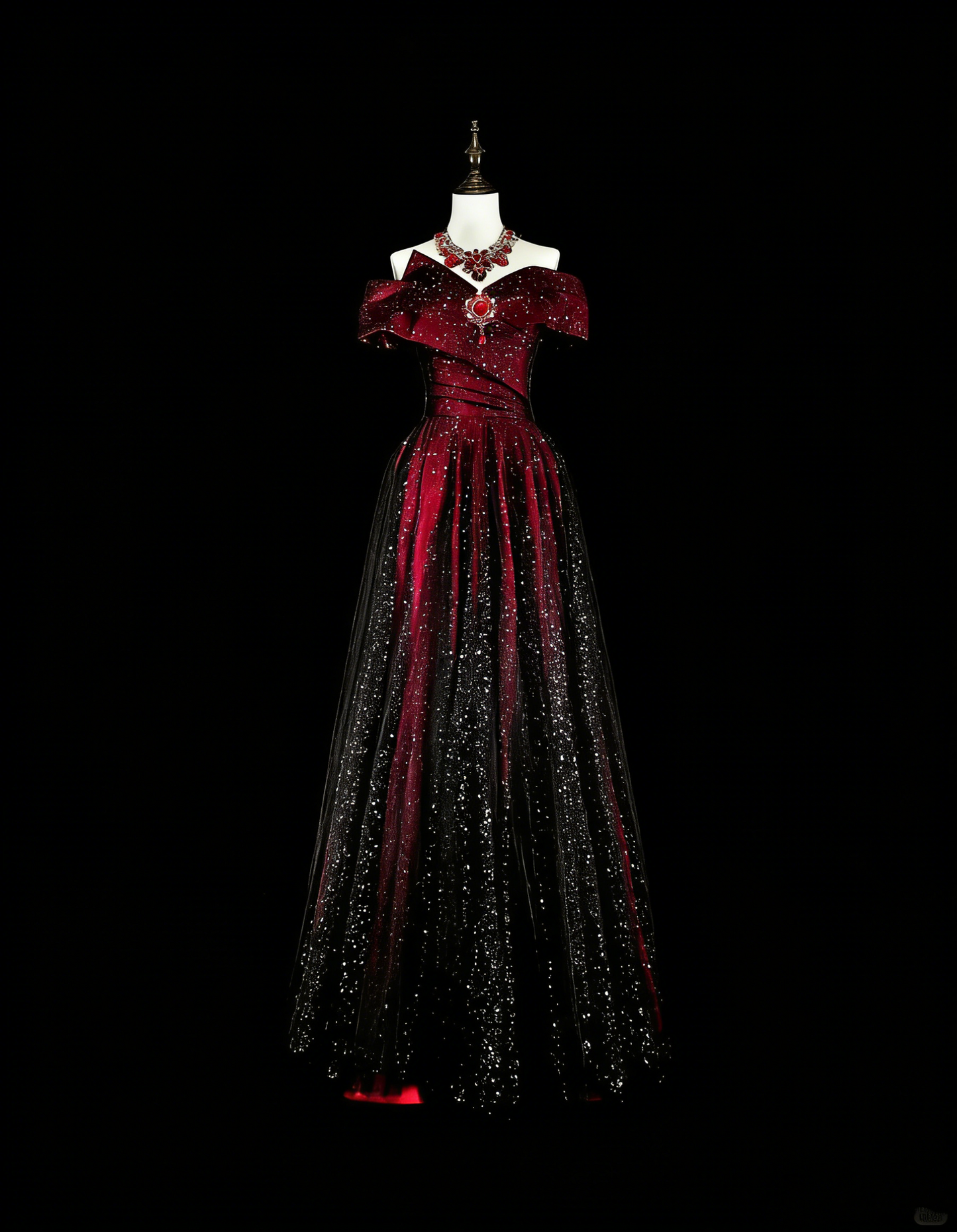 Dreamy Prom Dresses Vintage 90s Retro Off The Shoulder A line Burgundy Black Long Formal Outfits N2374
