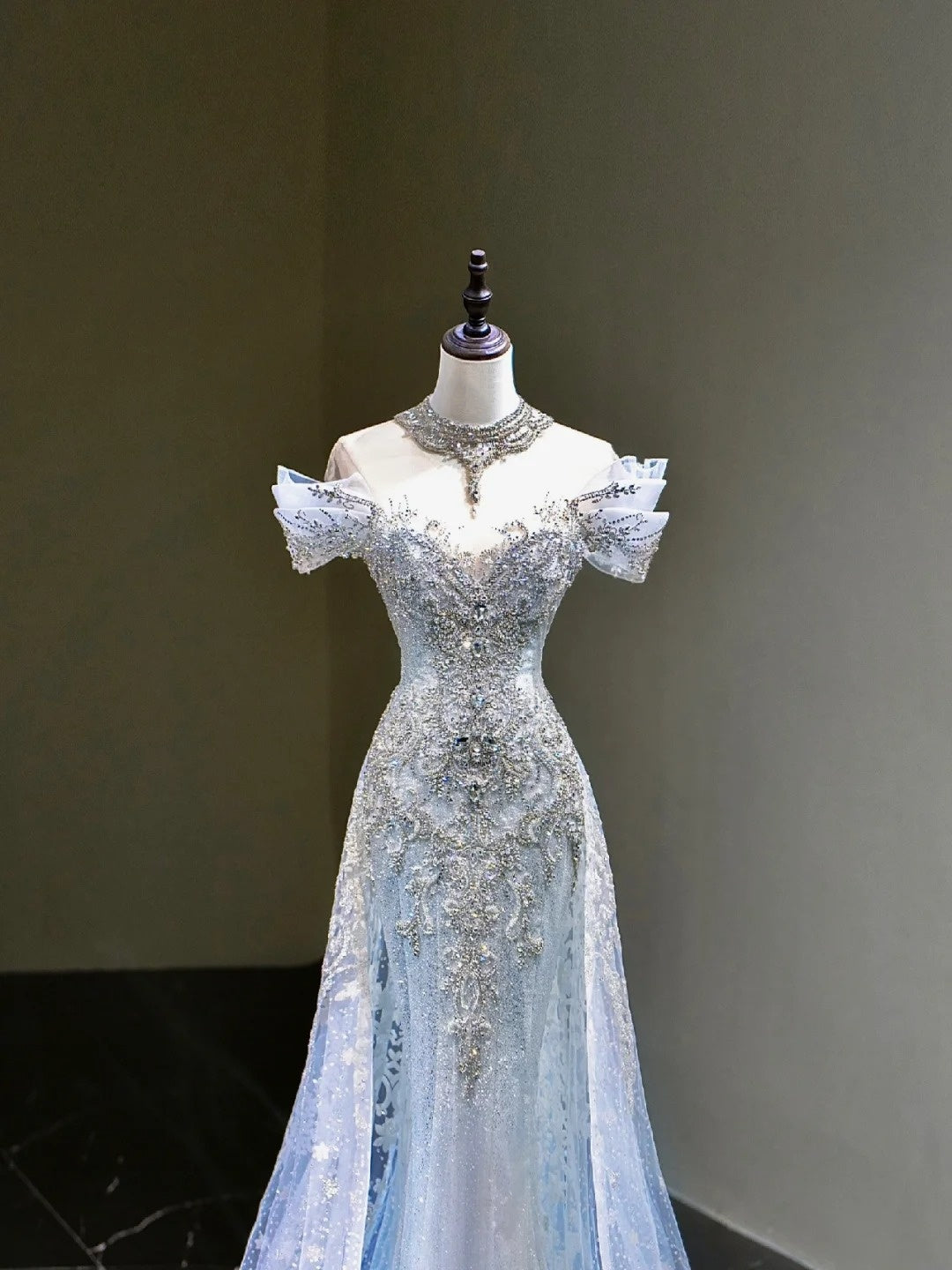 Dream Mermaid Off The Shoulder Aesthetic Sequin Blue Long Prom Dresses Inspiration Party Dress Prom Gown RB1667