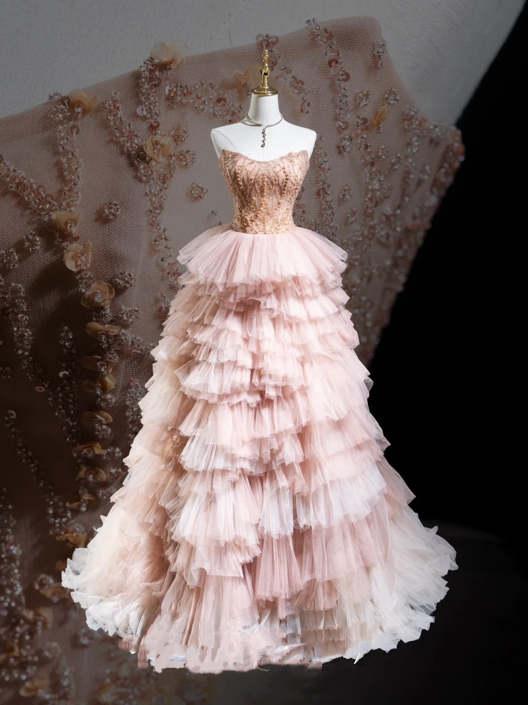 Beautiful Pink Ball Gowns Strapless Satin Tulle Party Dresses Prom Dre – RubyFashionDress Beautiful Pink Ball Gowns Strapless Satin Tulle Party Dresses Prom Dre – RubyFashionDress