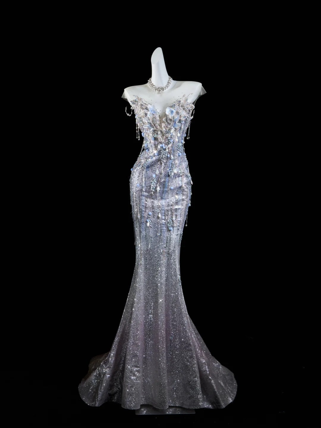 Classic Mermaid Wedding Dresses Sweetheart Silver Gray Sequin With Gem Crystals Brides Dress Bridal Gowns N299
