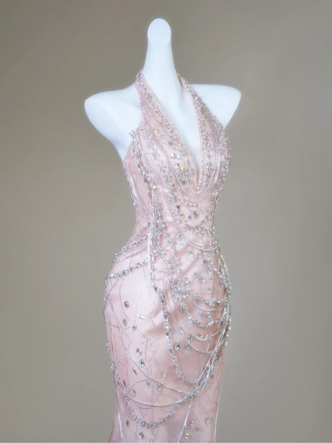 Classy Mermaid Halter Pink Sequin For Senior Teens Girls People Long Prom Dresses Formal Dress 20th Birthday Outfits N135