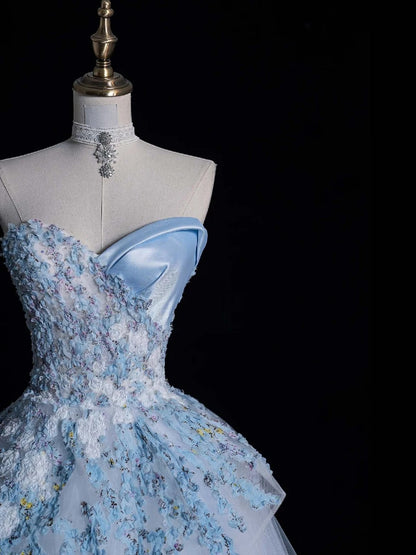 Elegnt Ball Gown Sweetheart Light Sky Blue Tulle Long Prom Dress Fashion Aesthetic High School Formal Dresses Party Outfits Gown N683