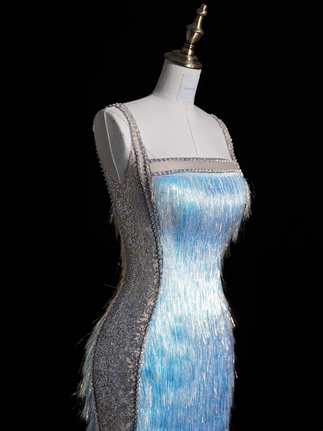 Glittering Mermaid Spaghetti Strap Blue Long Prom Dresses Inspo 18th Birthday Outfits Formal Dress N487