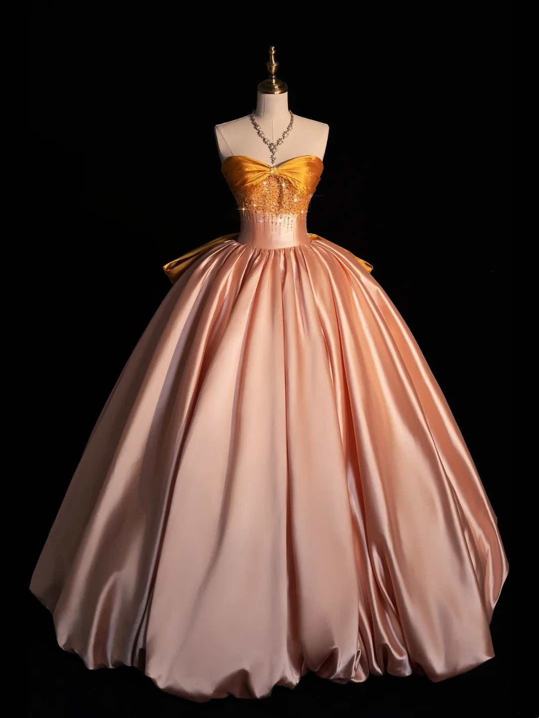 Modest Ball Gown Strapless Satin Pink Prom Dresses Inspiration Party Gowns Princess Formal Dress N1281