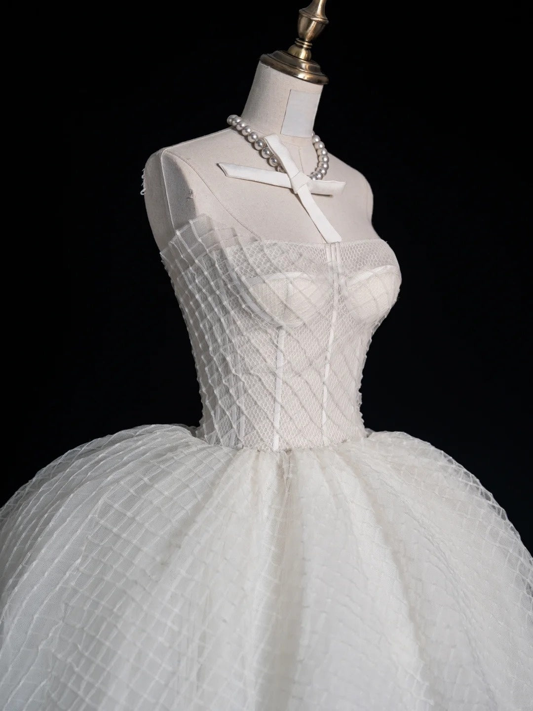 Classy Ball Gowns High Low Strapless White Tulle Prom Dresses Graduation Gown 20th Birthday Outfits N507