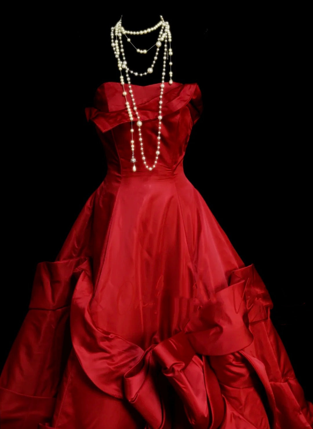 Retro Ball Gown Strapless Red 60s Prom Dresses Fashion Evening Gowns Long Formal Party Dress N831